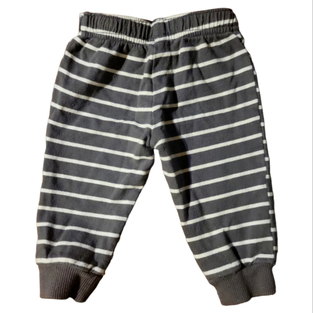 Carter's Infant Pants Gray White Stripe Knitted Cuffs Drawstring Elastic